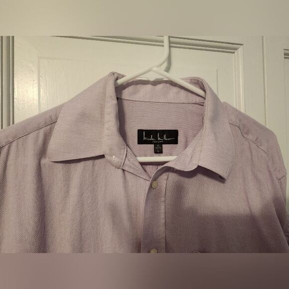 Nicole Miller Men's Pink Button Down Collard Shirt. Like‎ New. LARGE 16 in neck - Picture 2 of 9